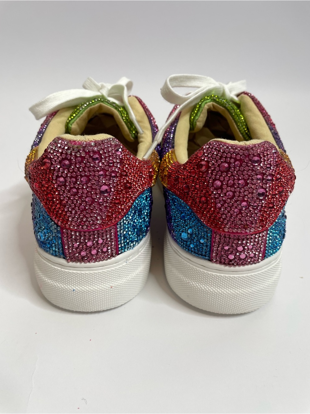 Betsey Johnson | Sidny Rhinestone Rainbow Pride Platform Sneakers Size 8.5 - Picture 9 of 15